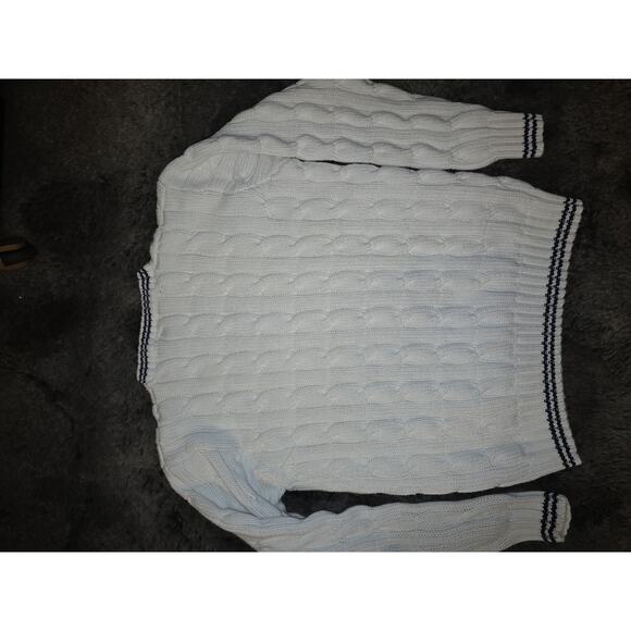 Vintage J. Crew oarsman fisherman crewneck cable-knit preppy tennis sweater S - Picture 3 of 3